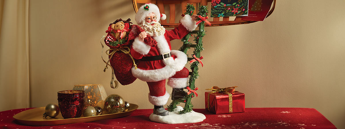 Christmas Traditions Santa on Ladder
